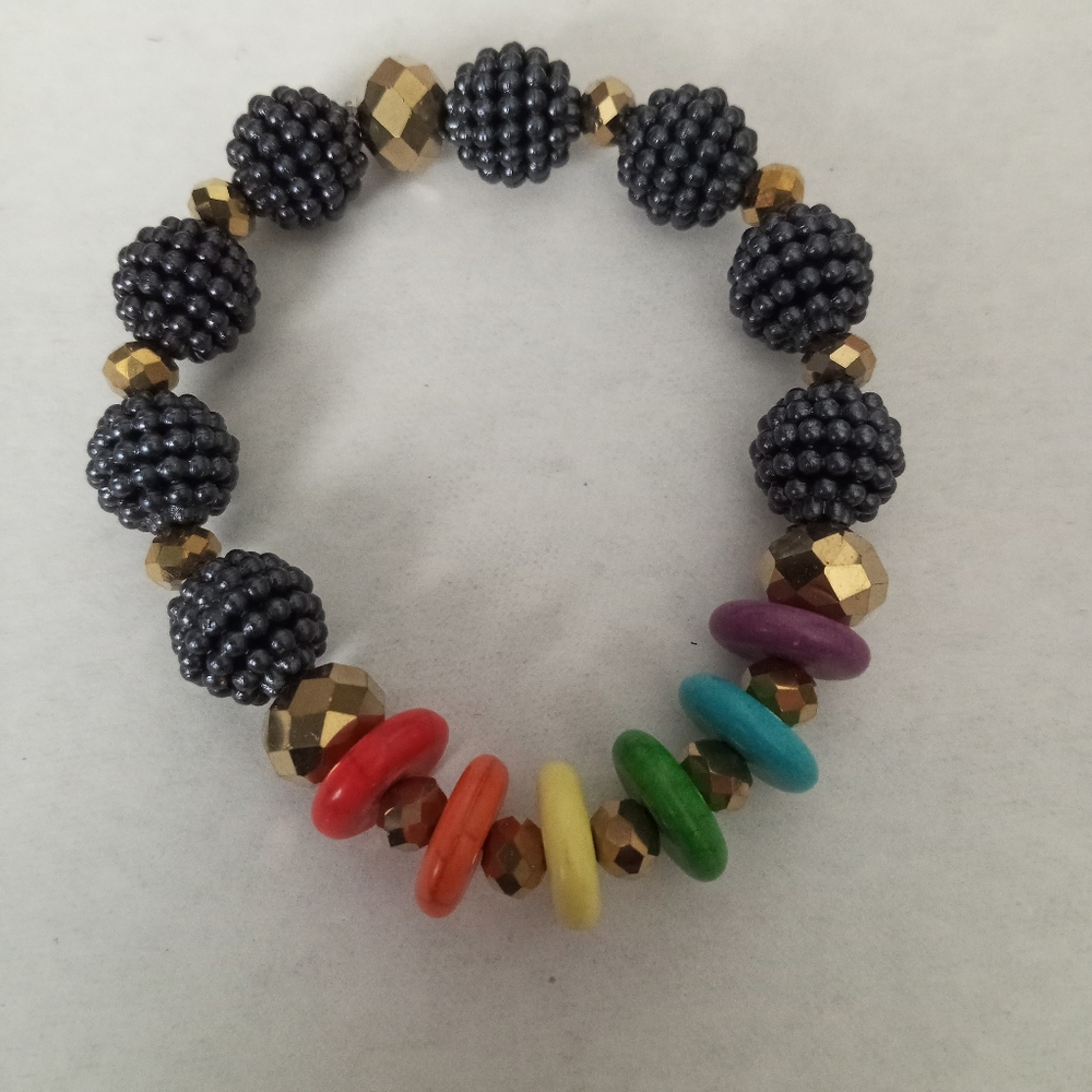 Hand Crafted Gemstone rainbow gemstone crystal stretch Bracelet LGBT Pride